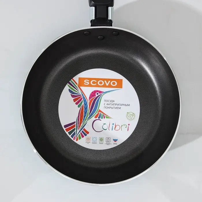Сковорода Colibri, d=18 см, пластиковая ручка, антипригарное покрытие, алюминий, зелёная