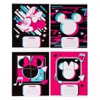 Тетрадь в клетку 24 листа, 4 вида МИКС, обложка мелованный картон, &laquo;Минни Маус&raquo;