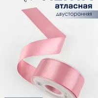 Лента атласная TEIRA, двухсторонняя, 38 мм, 25&plusmn;1 м, розовая №158