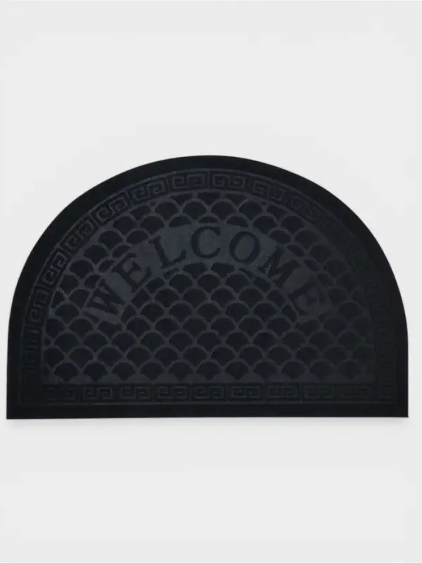 Коврик придверный Доляна &laquo;Спираль&raquo;, полукруглый, влаговпитывающий, без окантовки, 38&times;58 см, чёрный