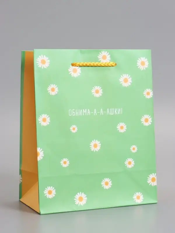 Пакет подарочный "Ромашки - обнимашки" ламинированный 18 х 22,3 х 10 см