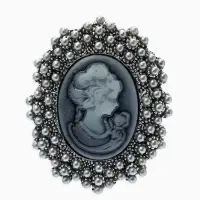Брошь &laquo;Камея&raquo;, в жемчуге, серая в чернёном серебре