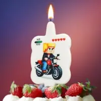 Свеча в торт " Майнкрафт. Мальчик на мотоцикле"