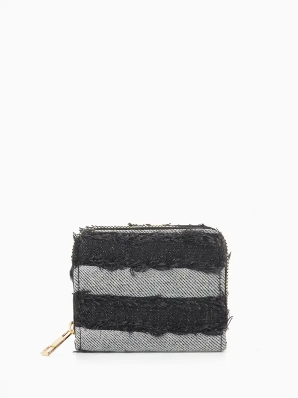 Кошелёк женский на молнии 8.5&times;2&times;11 см, джинсовый, чёрный