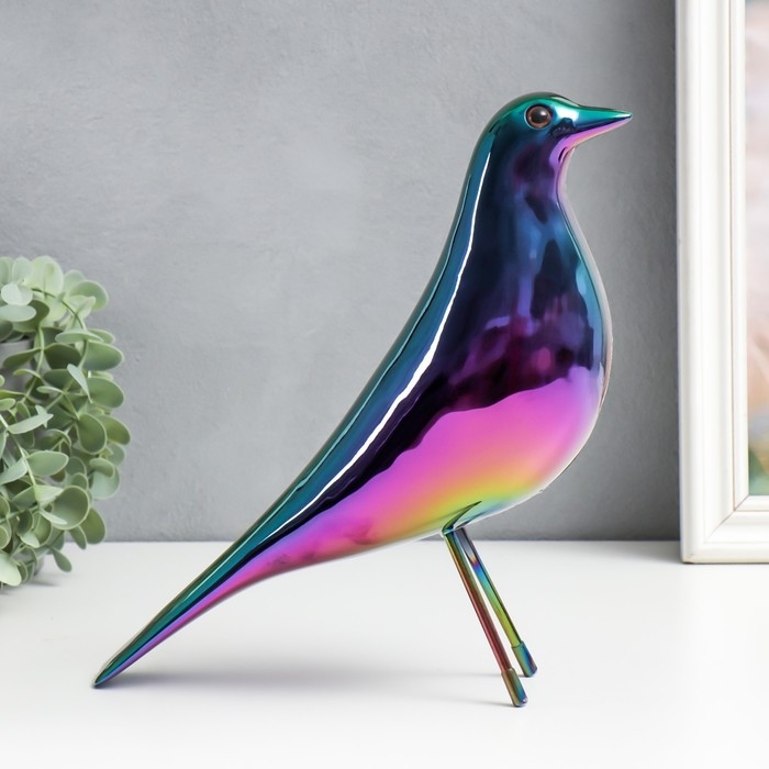 Сувенир полистоун Сувенир полистоун "Птица" золото хамелеон 25,5х25х8 см