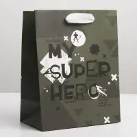Пакет подарочный ламинированный, упаковка, &laquo;Super Hero&raquo;, MS 18&times;23&times;10 см