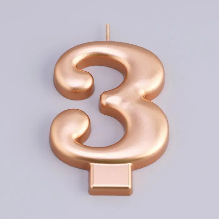 Свеча для торта &laquo;Европейская ГИГАНТ&raquo;, цифра 3, 7 см, розовое золото