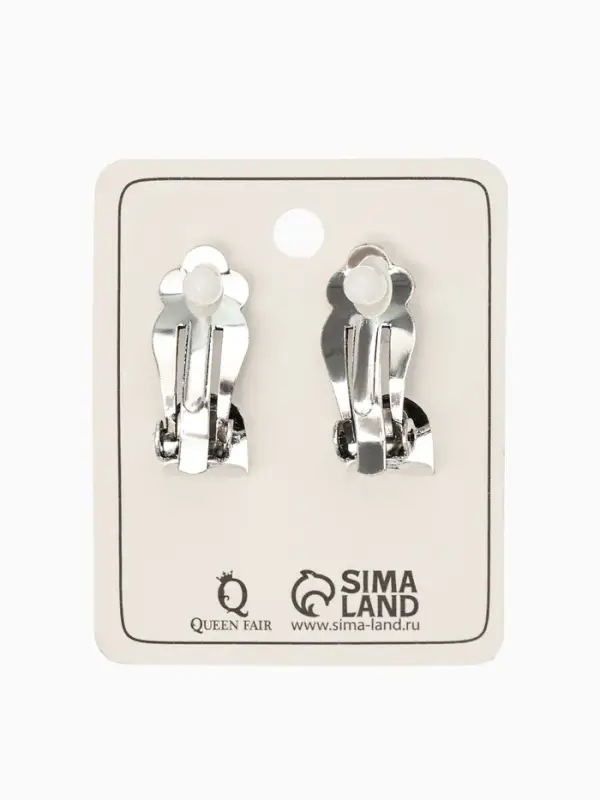 Серьги клипсы для ушей QF &laquo;Винтаж&raquo;, чёрная в чернёном серебре