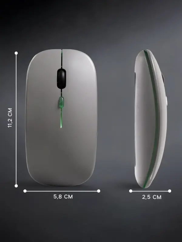 Мышь MB-2.4 беспроводная, оптическая, подсветка, 800-1600 dpi, USB, Bluetooth, серая