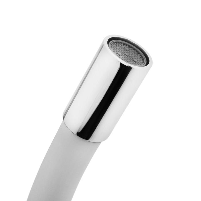 Смеситель для кухни Accoona A4844G, однорычажный, силиконовый излив, силумин, белый/хром Смеситель для кухни Accoona A4844G, однорычажный, силиконовый излив, силумин, белый/хром