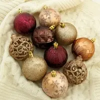 Ёлочные игрушки &laquo;Винтажный узор&raquo;, шары новогодние, d=6 см, набор 16 шт., кофейный МИКС