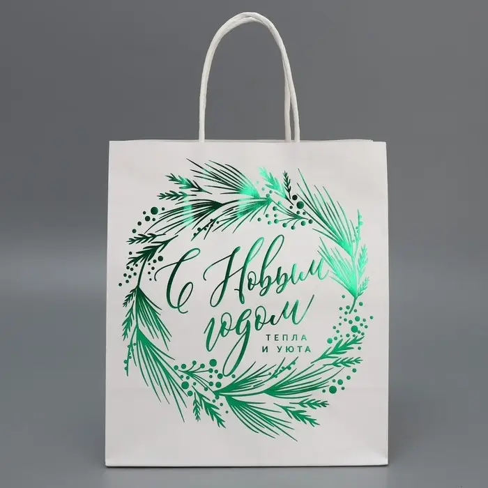 Пакет подарочный новогодний крафтовый «Тепла и уюта», 22 х 25 х 12 см Пакет подарочный новогодний крафтовый «Тепла и уюта», 22 х 25 х 12 см
