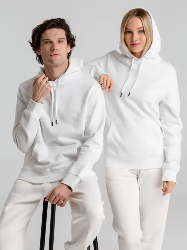 Толстовка с капюшоном унисекс King, белая, размер XS