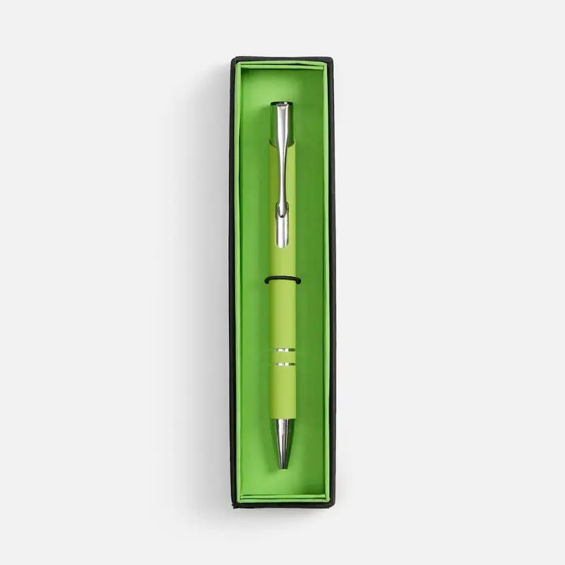 Ручка шариковая Keskus Soft Touch в футляре, зеленое яблоко