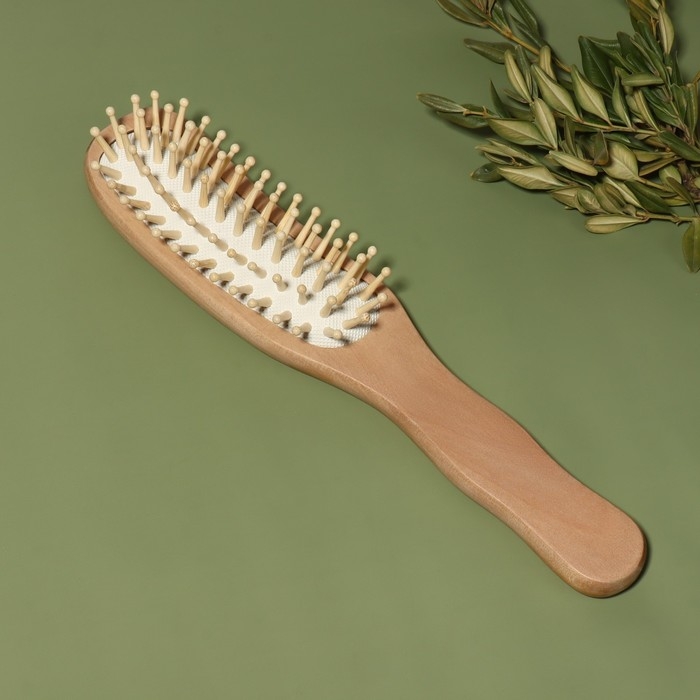Расчёска массажная «Натурель», 5×23 (±1) см, цвет «светлое дерево»