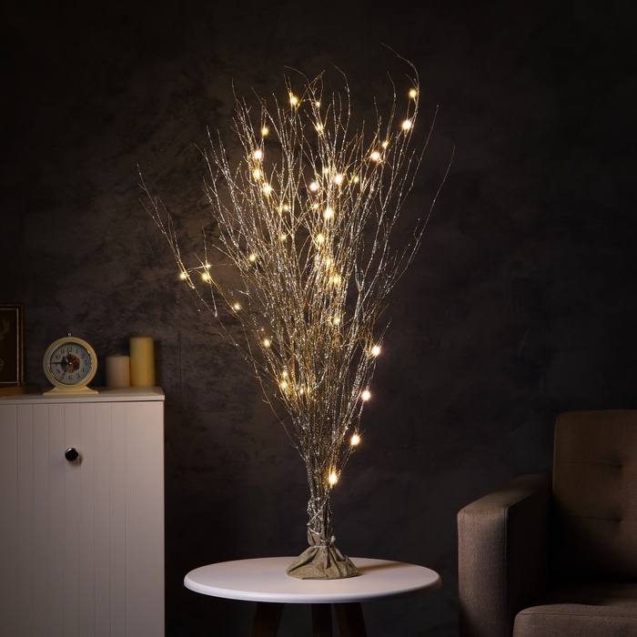 Светодиодная фигура «Ветви бежевые» 100х108х6 см, 30 LED, батарейки АAх3 (не в комплекте), свечение теплое белое Светодиодная фигура «Ветви бежевые» 100х108х6 см, 30 LED, батарейки АAх3 (не в комплекте), свечение теплое белое