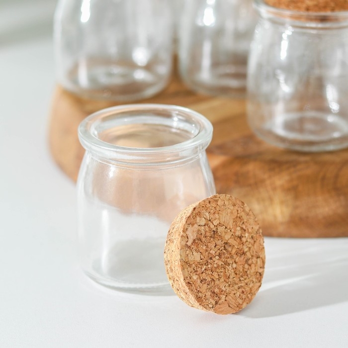 Набор баночек стеклянных для специй с пробковой крышкой Доляна «Парфе», 130 мл, 7×6,5 см, 12 шт Набор баночек стеклянных для специй с пробковой крышкой Доляна «Парфе», 130 мл, 7×6,5 см, 12 шт
