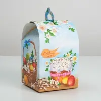 Коробка кондитерская складная, упаковка на Пасху &laquo;Вкусный Кулич&raquo;, 16.5&times;14.5&times;21 см