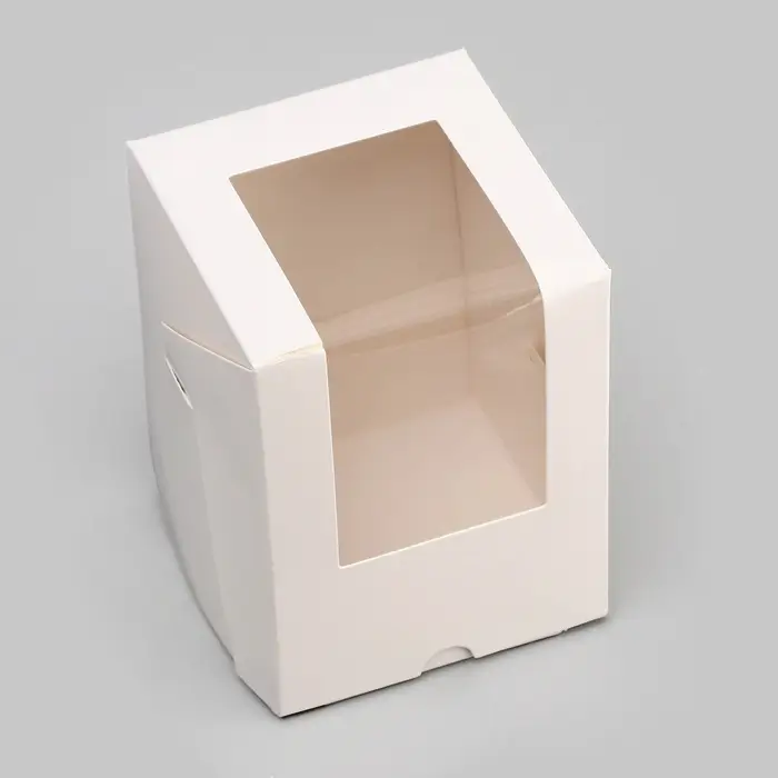 Коробка для 1 капкейк с окном, белая, 12.5×9.5×9.5 см Коробка для 1 капкейк с окном, белая, 12.5×9.5×9.5 см