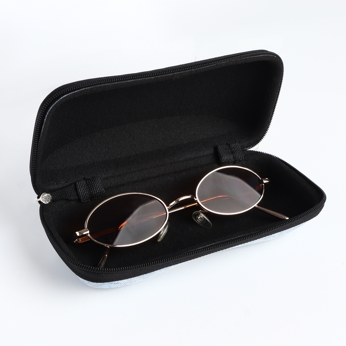 Футляр для очков на молнии, длина 17 см, цвет голубой Футляр для очков на молнии, длина 17 см, цвет голубой