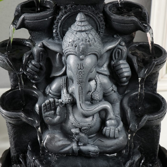 Фонтан настольный от сети, подсветка Фонтан настольный от сети, подсветка "Ганеша в сером под водопадами" 20х20х30 см