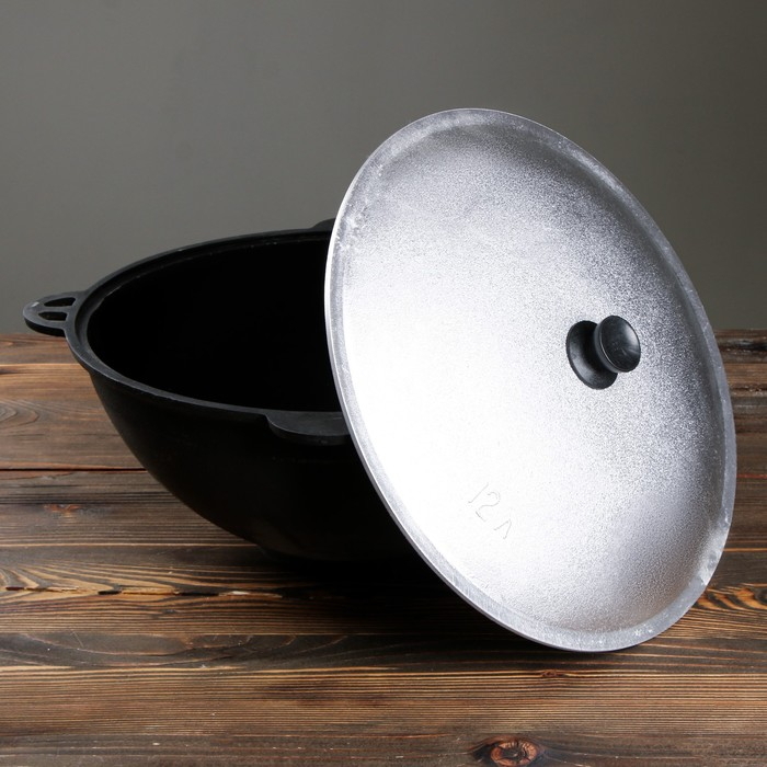 Казан с крышкой, 12 л, плоское дно Казан с крышкой, 12 л, плоское дно