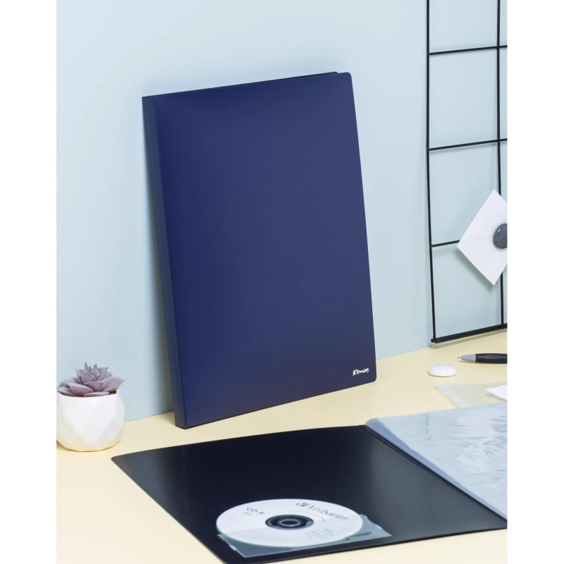 Папка файловая Комус 20 т.-синяя, с карманом для CD/визитки