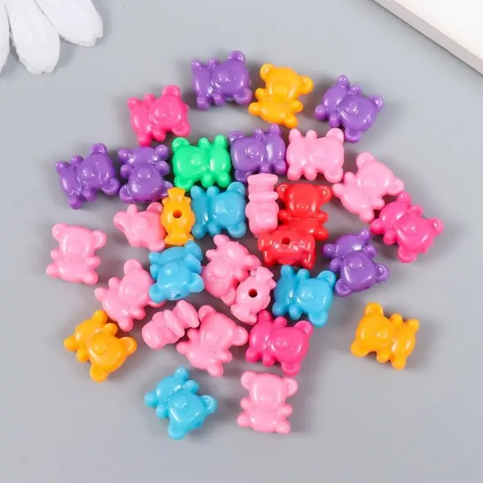 Бусины для творчества пластик  Бусины для творчества пластик "Медвежата цветные" набор 17 гр 1,2 см