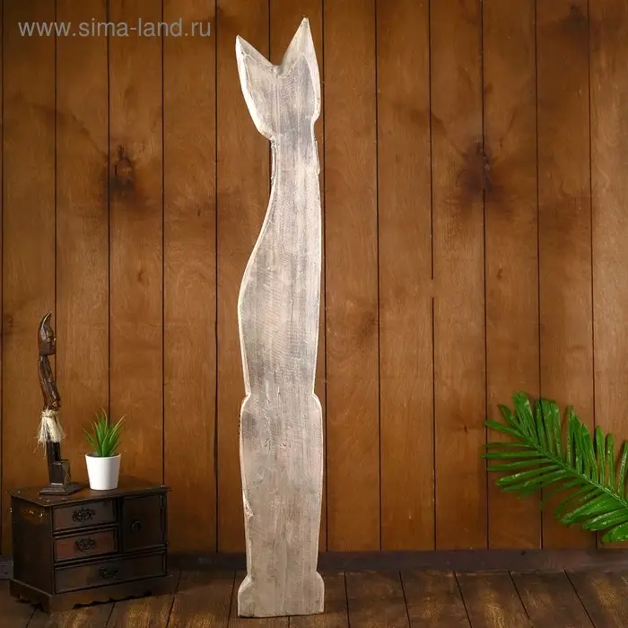 Сувенир дерево "Серая кошка в ошейнике из мозаики и с черепахой" 100х16х7 см