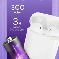 Наушники беспроводные Luazon i12, TWS, вкладыши, Bluetooth 5.0, 35/300 мАч, белые глянцевые