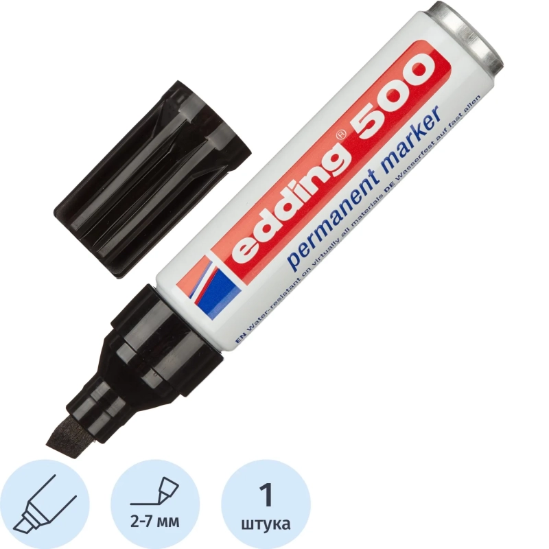 Маркер перманентный EDDING E-500/1 черный 2-7мм скошенный наконеч.