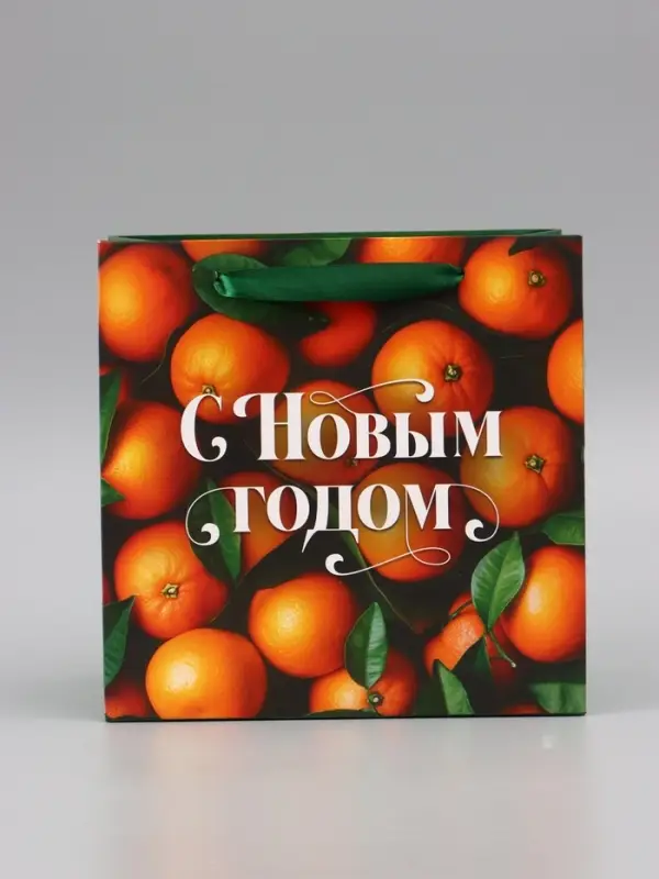 Пакет подарочный &laquo;С Новым годом&raquo;, мандарины, 22&times;22&times;11 см
