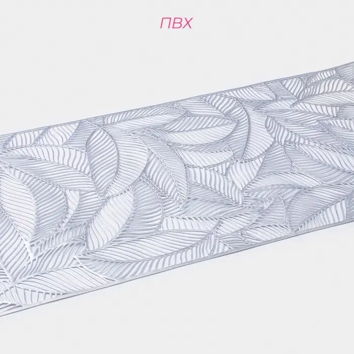 Дорожка на стол Доляна &laquo;Листопад&raquo;, 30&times;150 см, серебряная