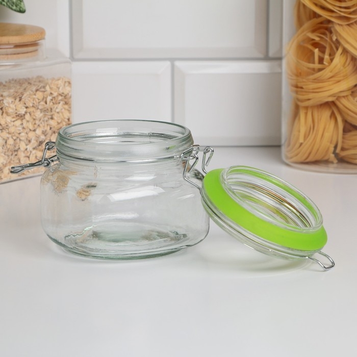 Банка стеклянная для сыпучих продуктов с бугельным замком &laquo;Радуга&raquo;, 500 мл, 11&times;10 см, цвет МИКС