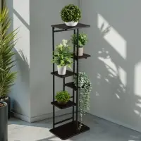 Подставка для цветов Greengo, 6 полок, 36&times;23&times;106 см, напольная, каркас металл, полки МДФ, чёрная