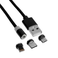 Кабель D09E,3 в 1, Type-C-microUSB-Lightning, 1м, зарядка+передача данных,магнитный,черный Кабель D09E,3 в 1, Type-C-microUSB-Lightning, 1м, зарядка+передача данных,магнитный,черный