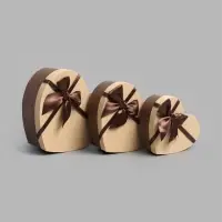 Набор подарочных коробок 3 в 1 Сердца, коричневый, 21&times;19&times;9 - 15.5&times;14&times;6 см