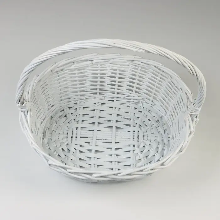 Корзина плетёная для хранения, лоза, овальная, с ручкой, белая, набор 4 шт.