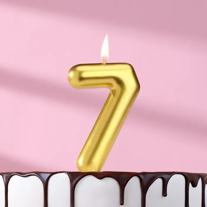 Свеча в торт «Европейская», цифра 7, 6 см, золото Свеча в торт «Европейская», цифра 7, 6 см, золото