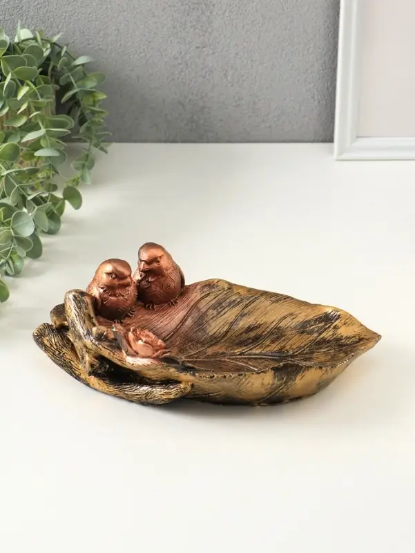 Подставка для мелочей &laquo;Птички&raquo;, гипс под бронзу, 10&times;25&times;20 см