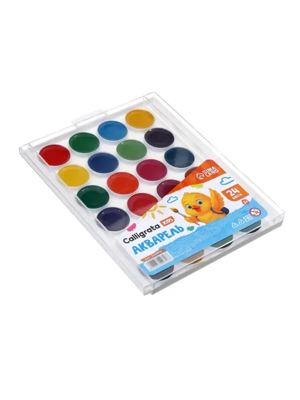 Акварель Calligrata kids, 24 цвета, пластик, европодвес