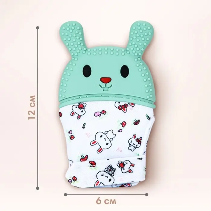 Прорезыватель-рукавичка Крошка Я &laquo;Зайка&raquo;, от 3 мес., голубой/зеленый