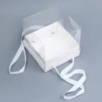 Коробка для торта с прозрачной крышкой, белая, 17&times;17&times;15 см