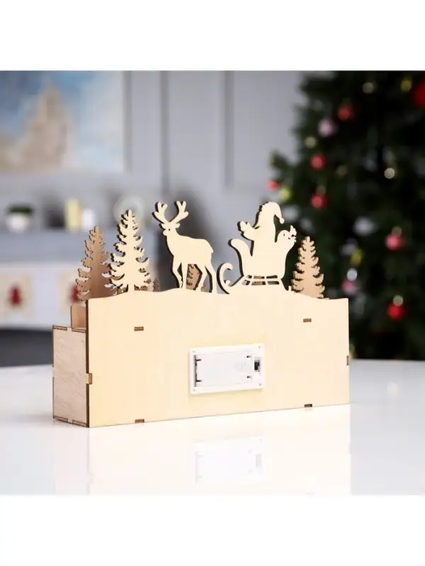 Светодиодная фигура &laquo;Новогодняя ночь&raquo; 24&times;17&times;6 см, дерево, от батареек AАAx2, свечение тёплое белое