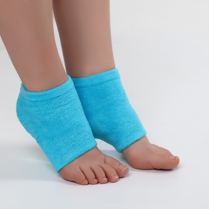 Напяточники для педикюра, увлажняющие, махровые, с силиконовой вкладкой, ONE SIZE, цвет голубой Напяточники для педикюра, увлажняющие, махровые, с силиконовой вкладкой, ONE SIZE, цвет голубой