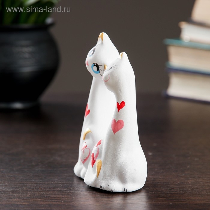 Фигура Фигура "Коты влюбленные" белые 5х9х11см