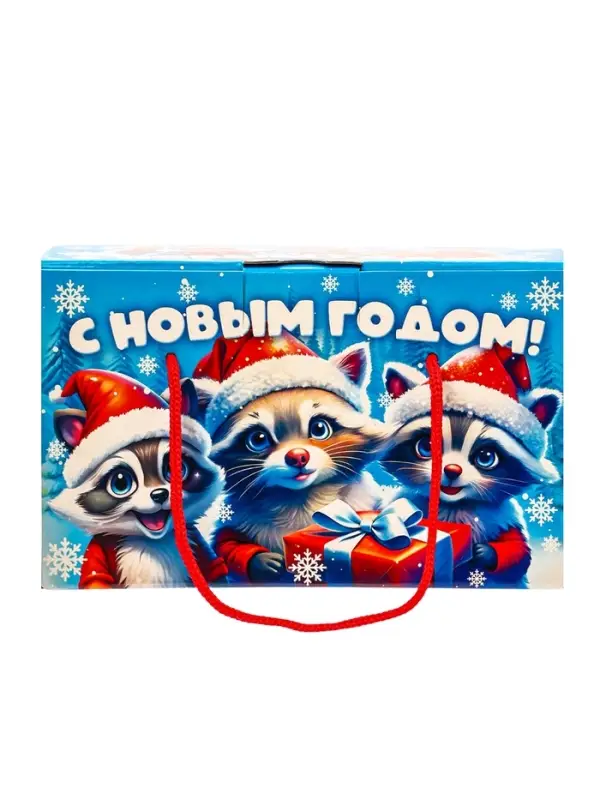 Подарок в картонной упаковке МГК Посылка "Еноты и друзья" с анимацией 1000гр