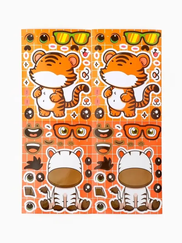 Наклейки детские для творчества "Зверята" набор 16 шт.