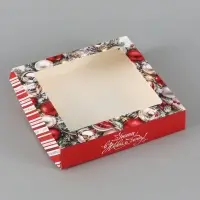 Коробка подарочная новогодняя, складная 20&times;20&times;4 см &laquo;Елочные шарики&raquo;