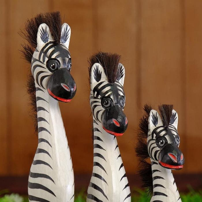 Сувенир дерево  Сувенир дерево "Семейство зебр" (набор 3 штуки: высота 40,35,30 см)